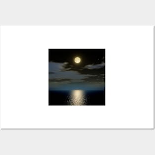 Full moon over the sea (C024/7274) Posters and Art